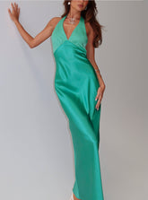 Annalia Scarf Tie Maxi Dress Aqua