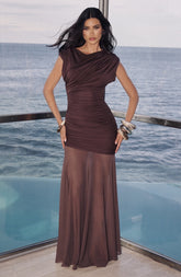 Demelza Maxi Dress - Plum Brown Dress Babyboo Fashion Premium Exclusive Design
