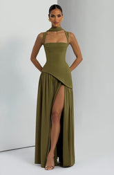 Tullulah Maxi Dress - Deep Olive Dress Babyboo Fashion Premium Exclusive Design