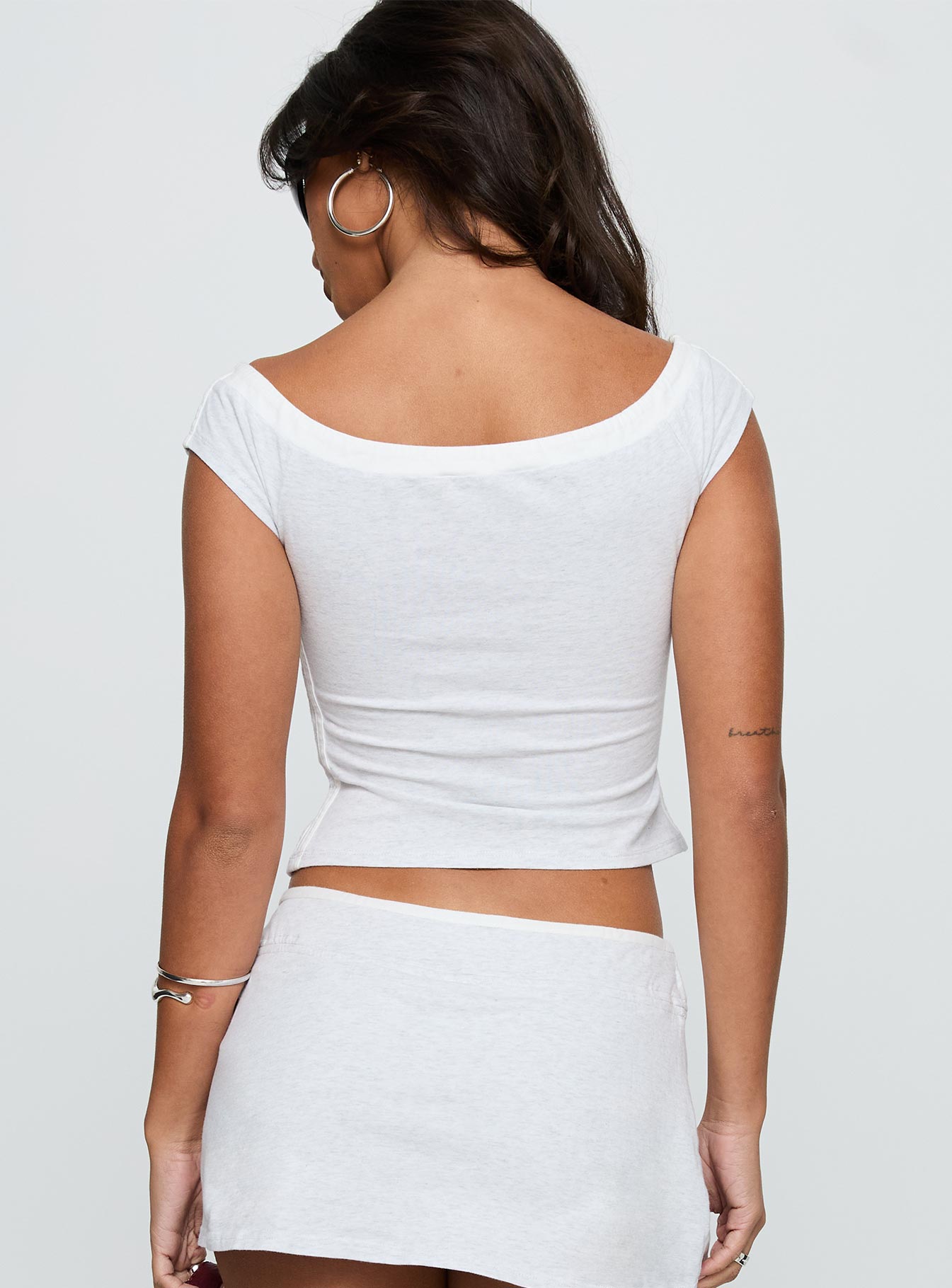 98 Baby Off the Shoulder Top Grey Marle