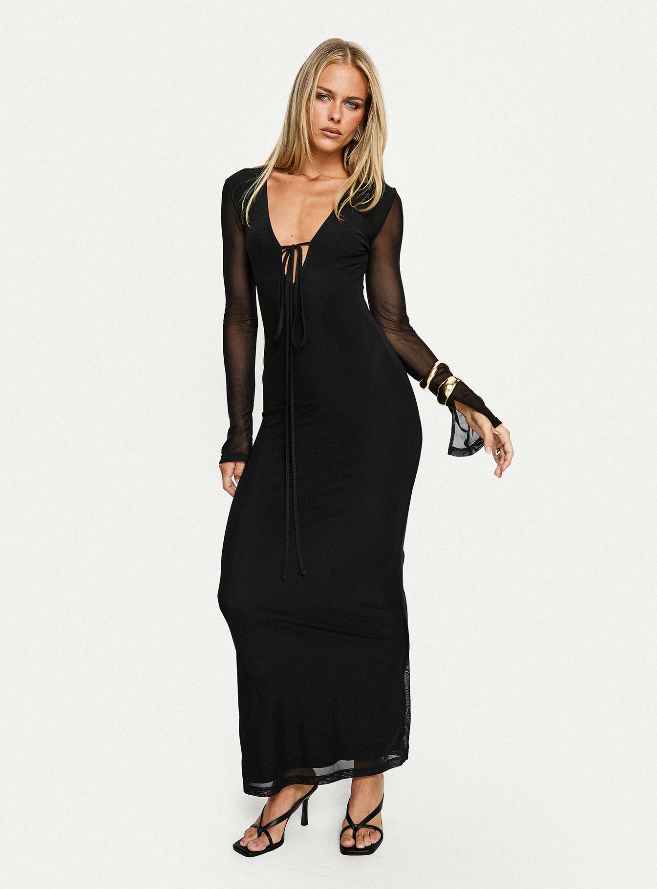 Ariadna Cut Out Long Sleeve Maxi Dress Black