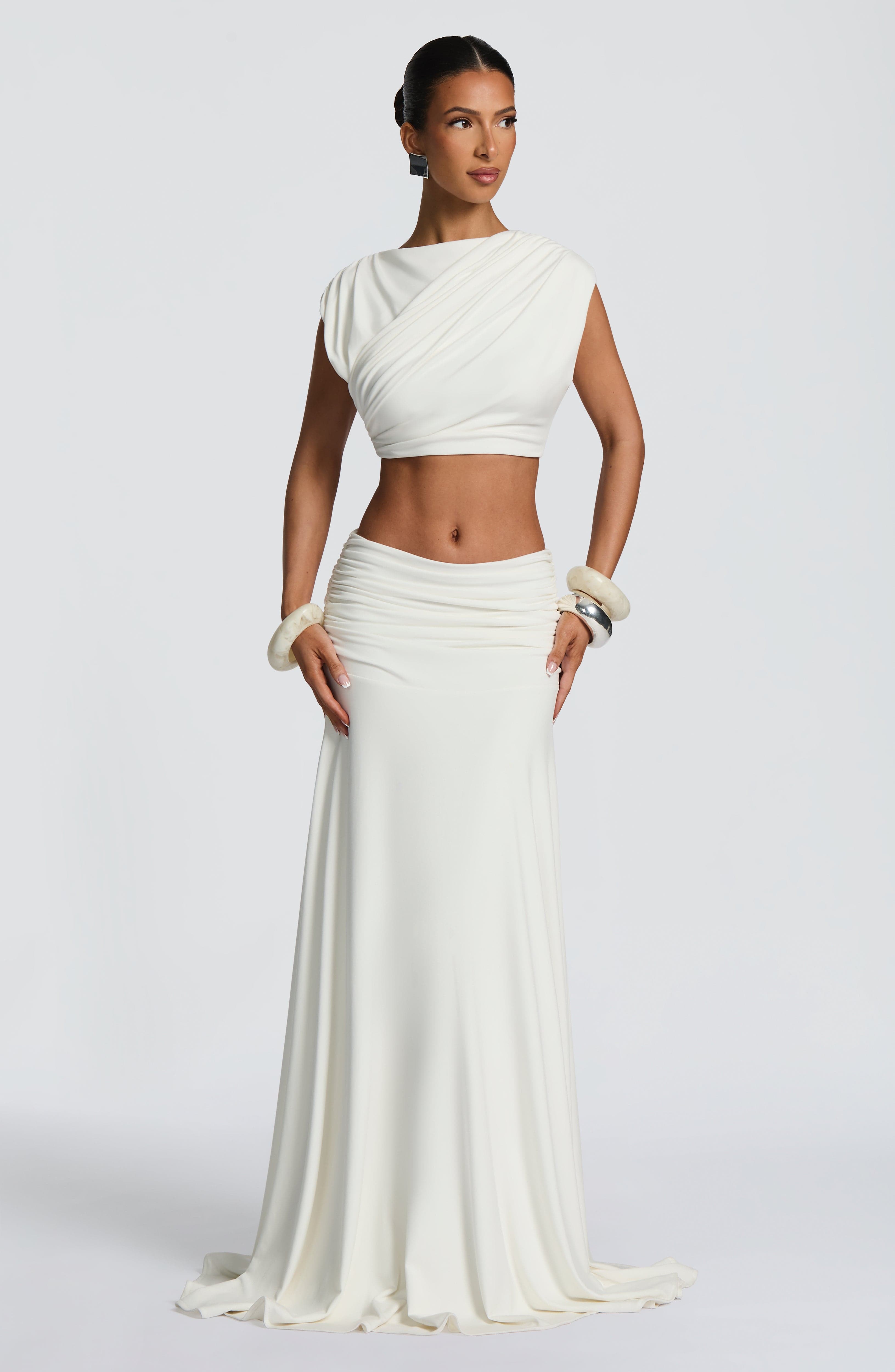 Paige Maxi Skirt - Ivory Skirt Babyboo Fashion Premium Exclusive Design