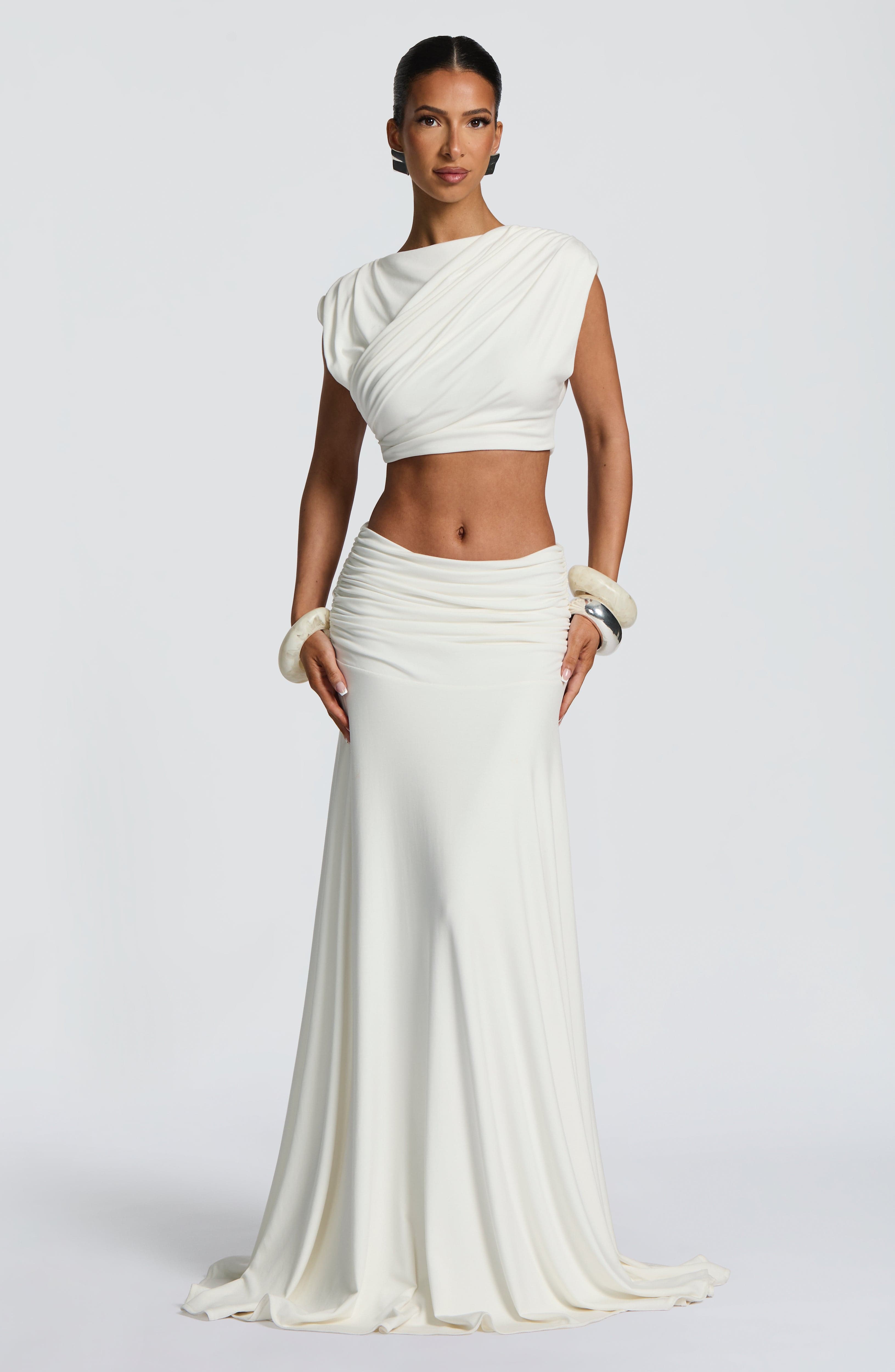 Paige Maxi Skirt - Ivory Skirt Babyboo Fashion Premium Exclusive Design