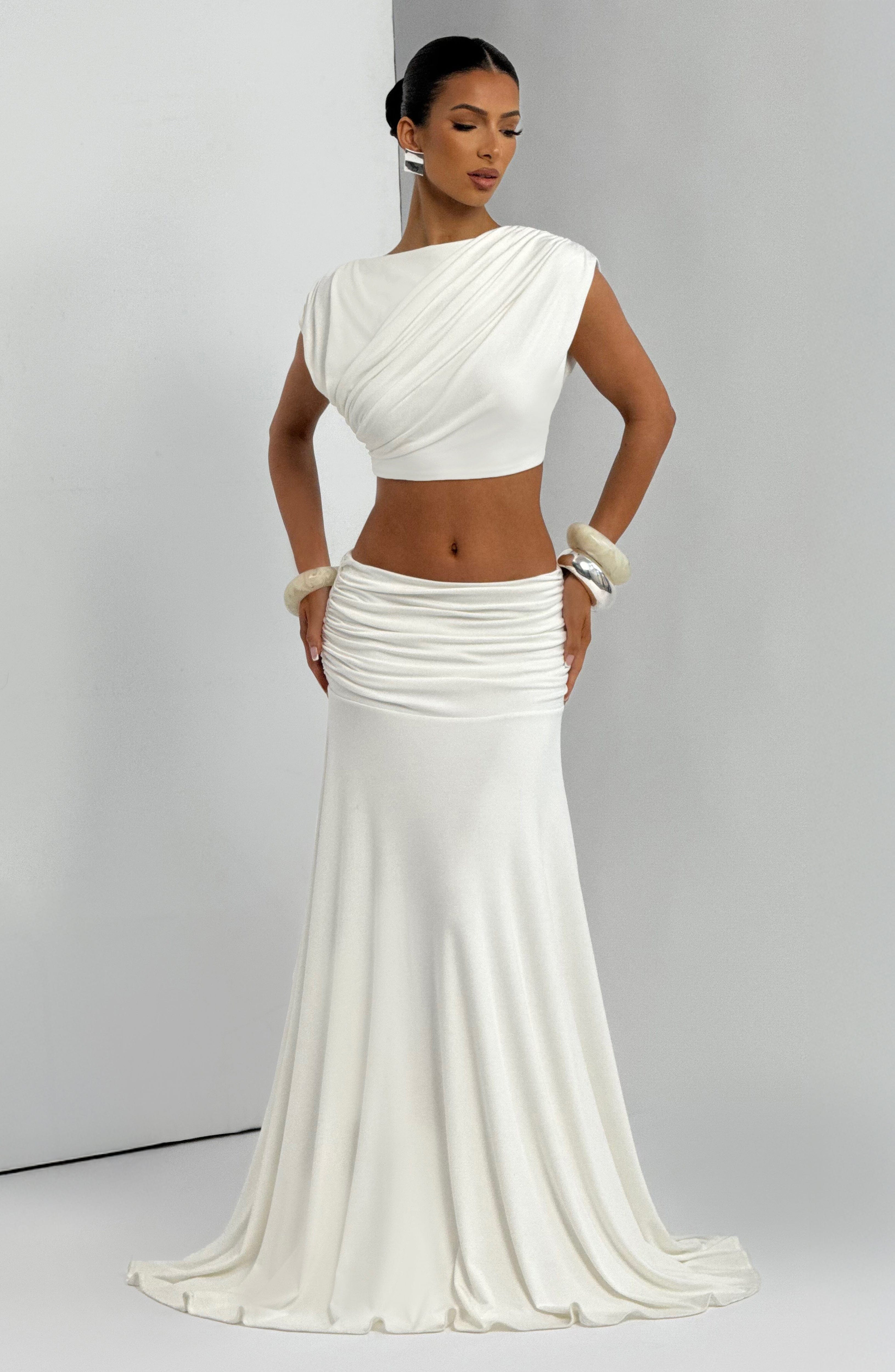 Paige Maxi Skirt - Ivory Skirt Babyboo Fashion Premium Exclusive Design
