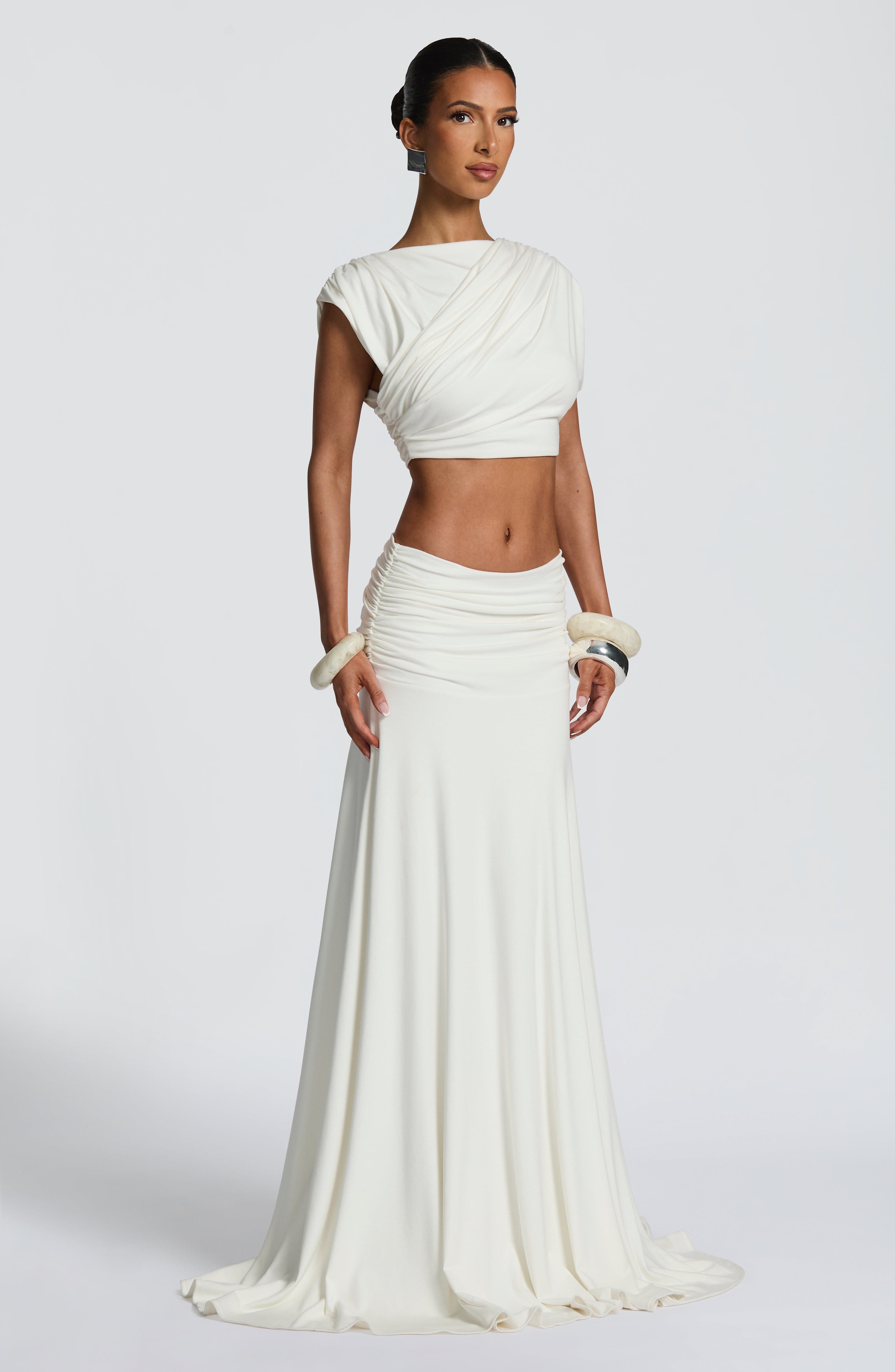 Paige Maxi Skirt - Ivory Skirt Babyboo Fashion Premium Exclusive Design