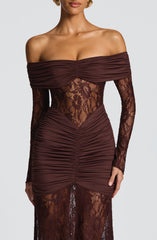 Sauline Maxi Dress - Plum Brown Dress Babyboo Fashion Premium Exclusive Design