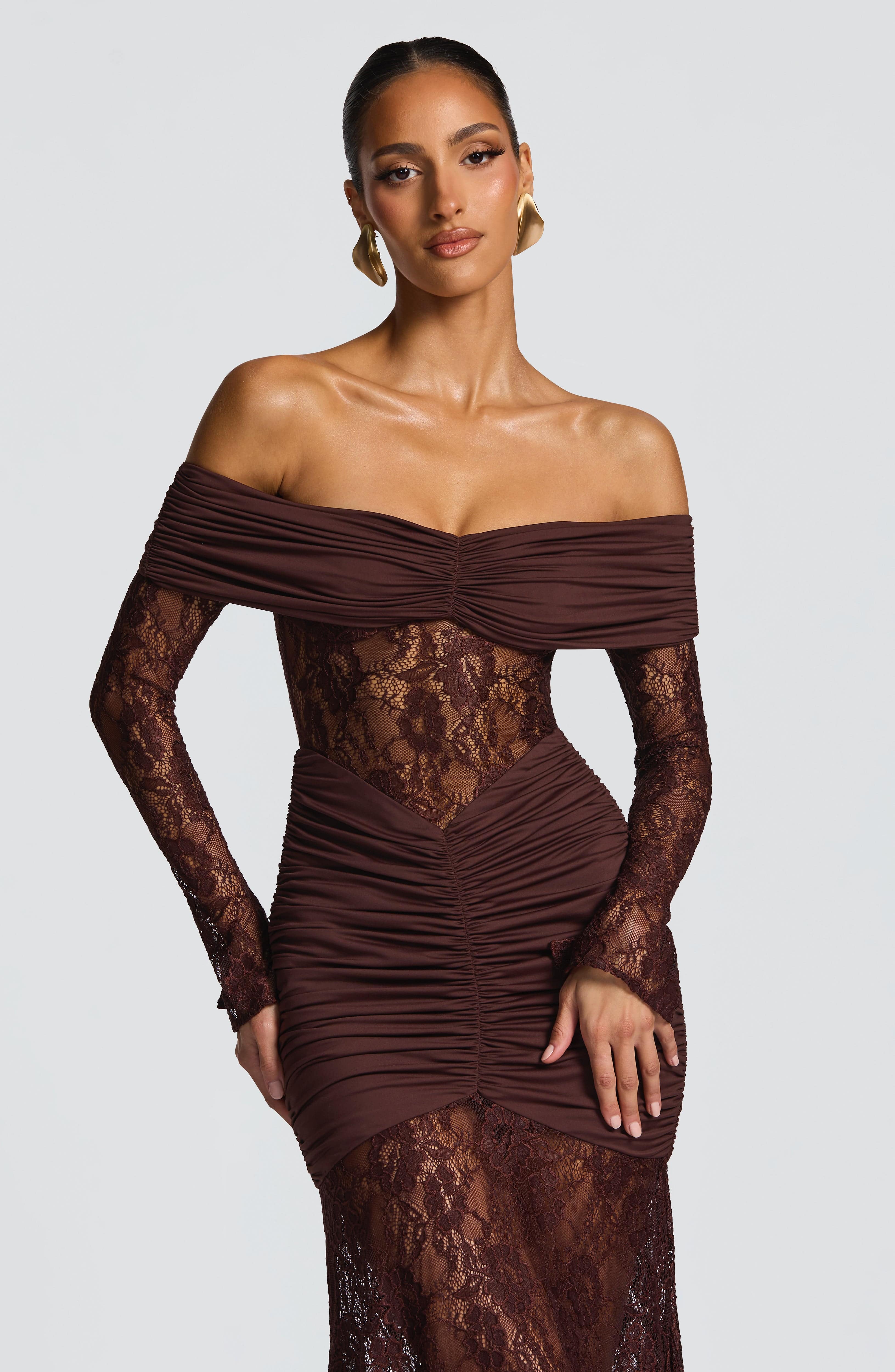 Sauline Maxi Dress - Plum Brown Dress Babyboo Fashion Premium Exclusive Design