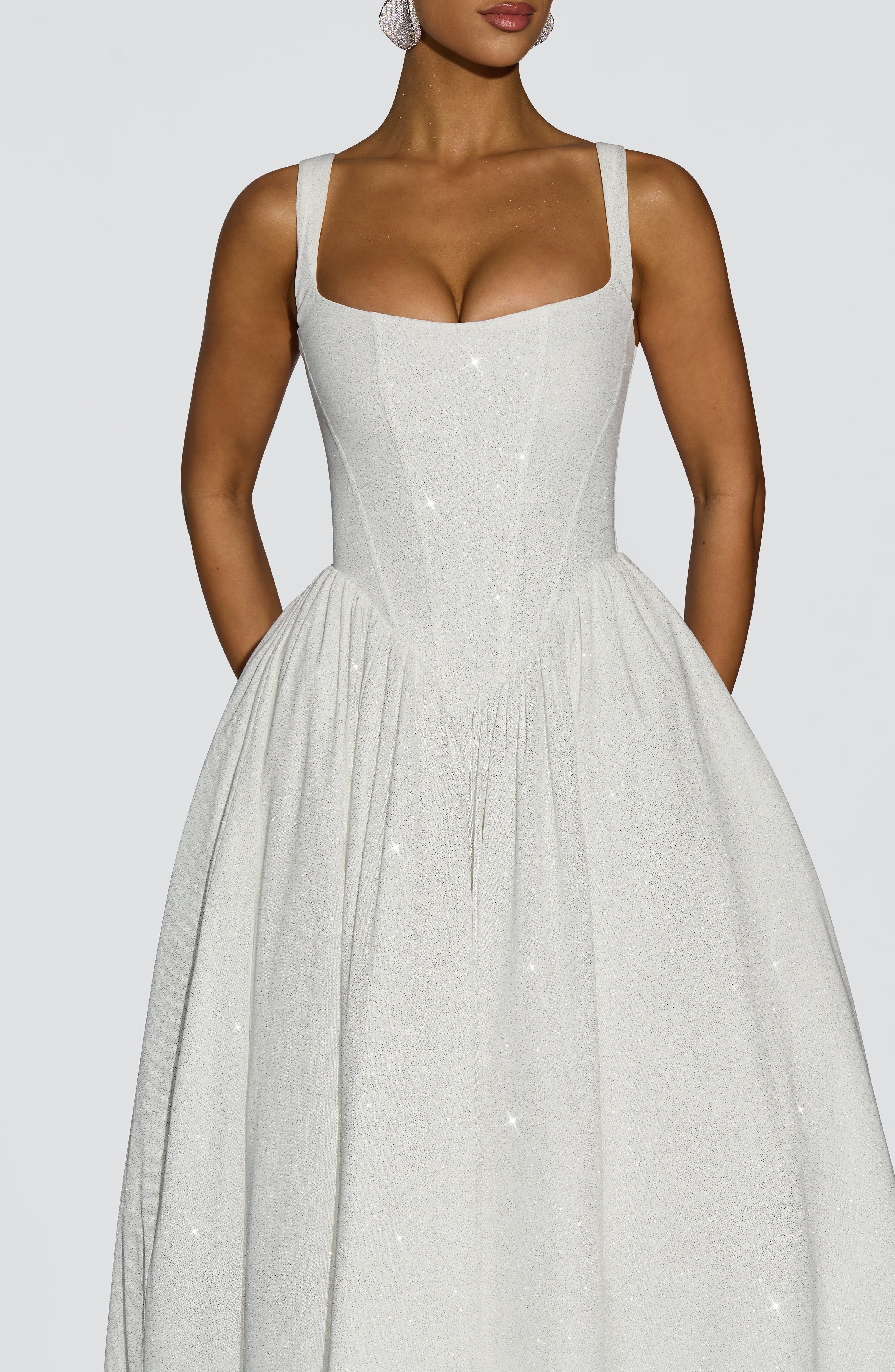 Vivienne Midi Dress - Ivory Sparkle Dress Babyboo Fashion Premium Exclusive Design
