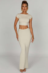 Yazmin Maxi Skirt - Cream Skirt XS Babyboo Fashion Premium Exclusive Design